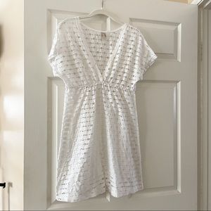 White Bathing suit cover up.